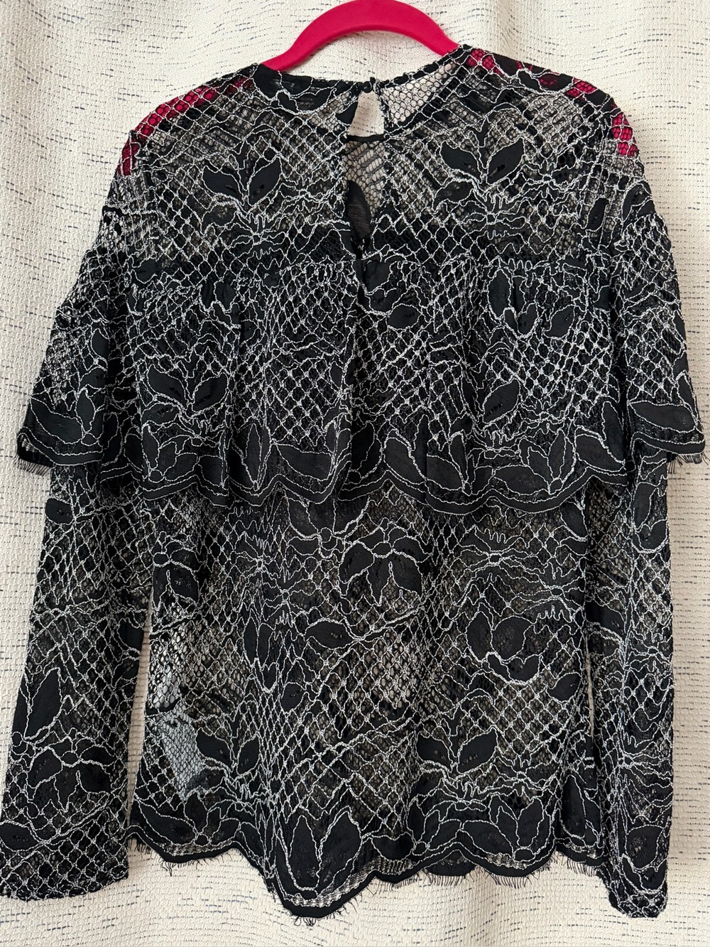 Zara Women's Black Lace Overlay Long-Sleeve Top - Picture 3 of 11